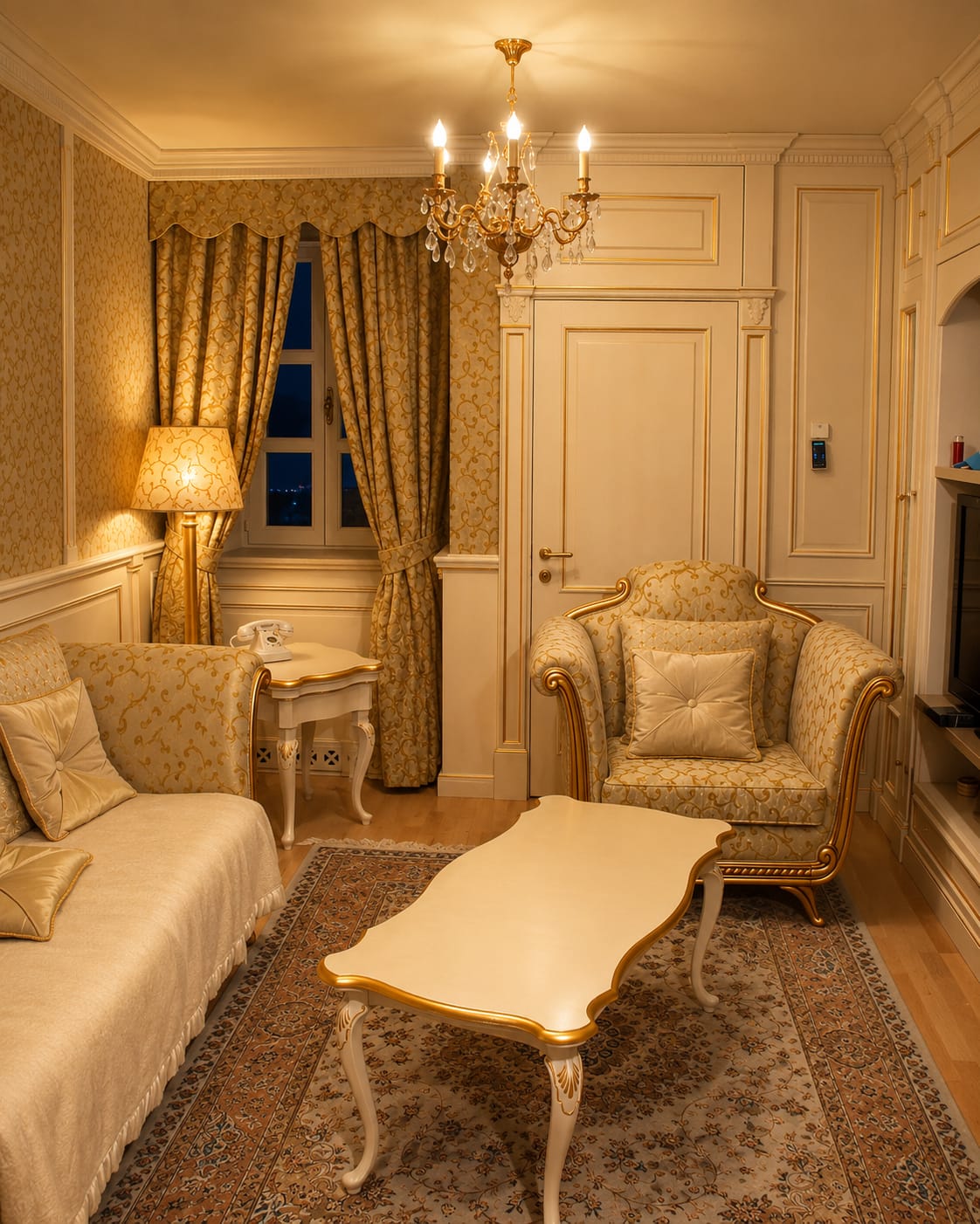 Apartament 1 — bedroom — cream, classical
