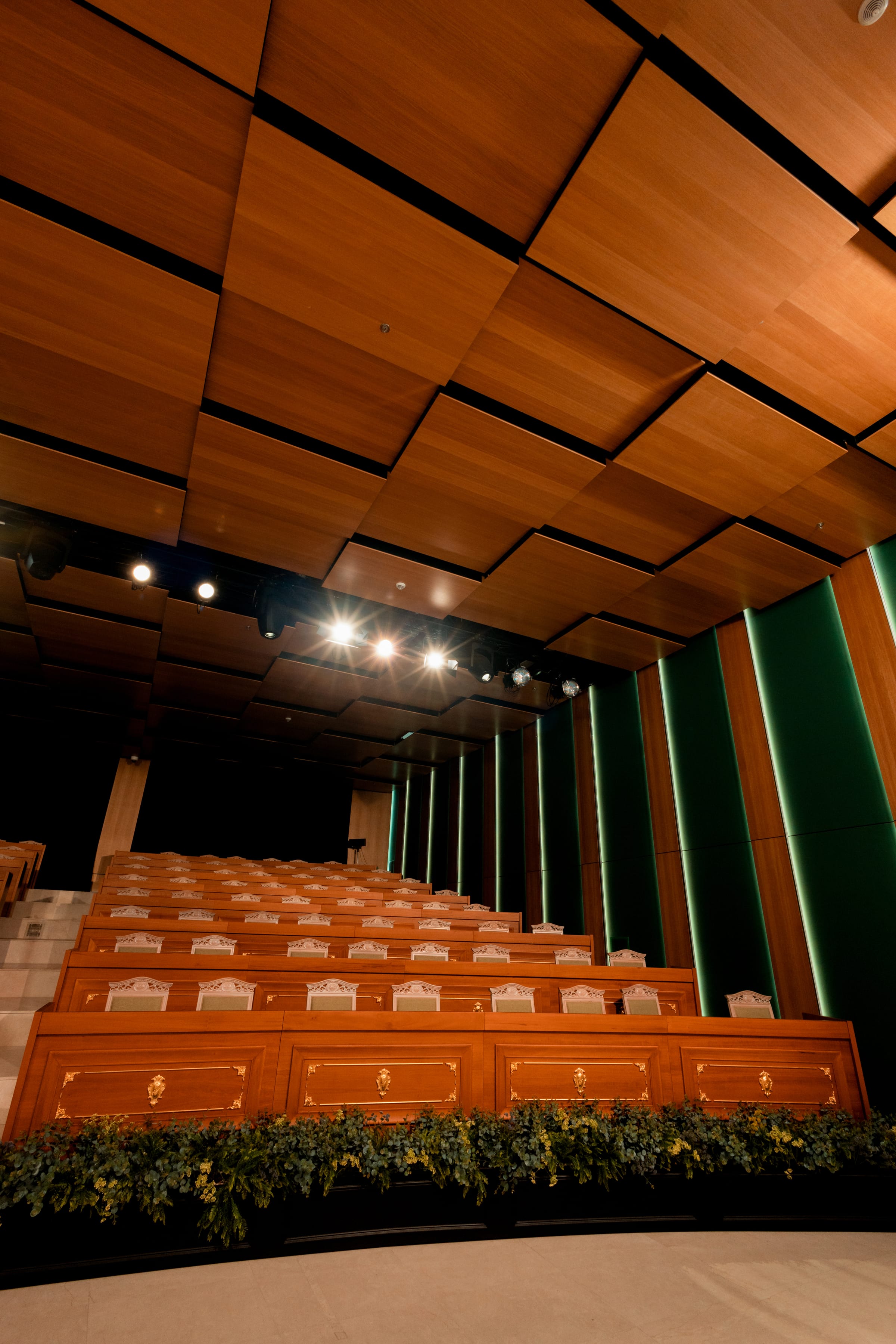 CFO Pharma — auditorium — orange seating, from stage