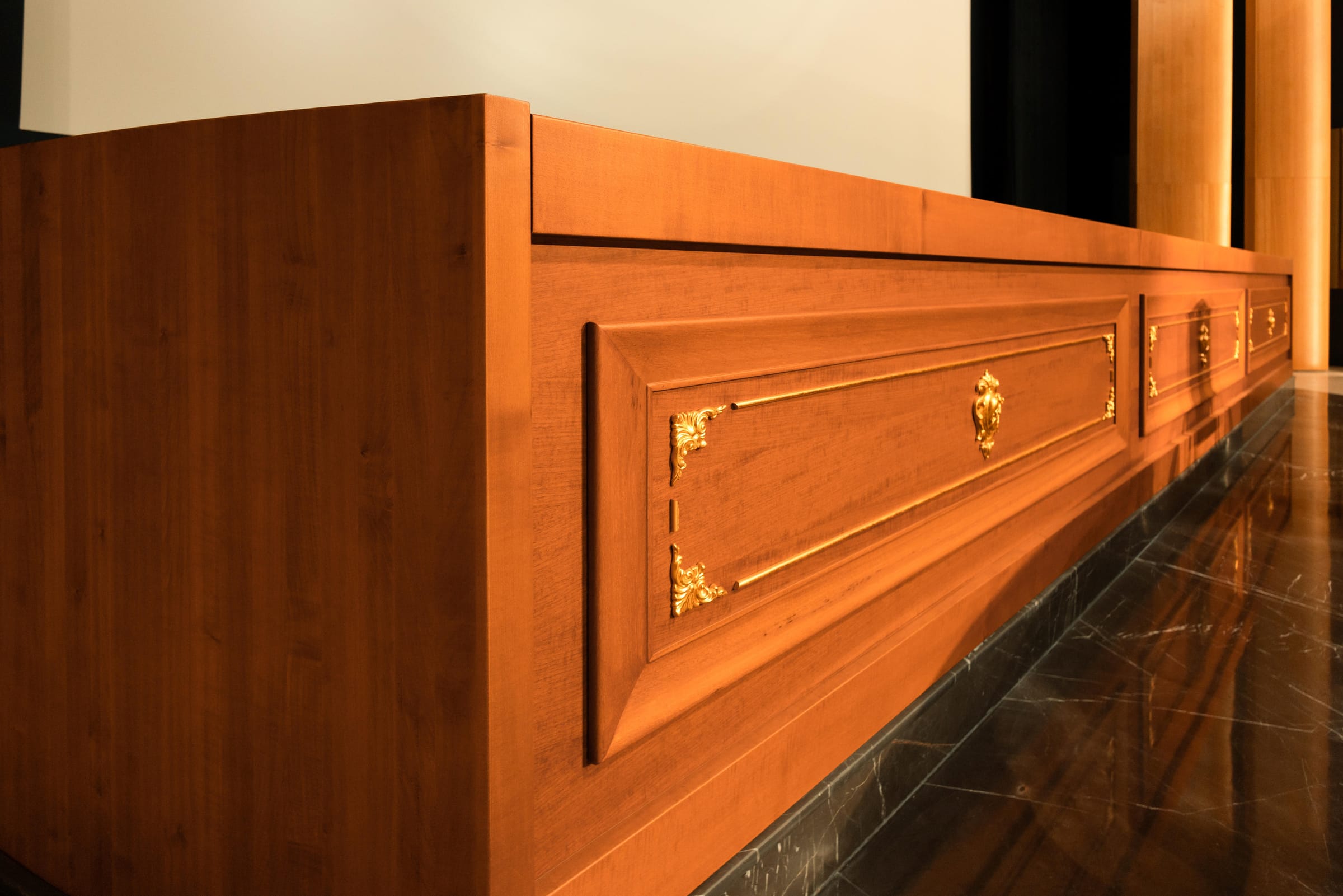 CFO Pharma — credenza — timber, brass pulls