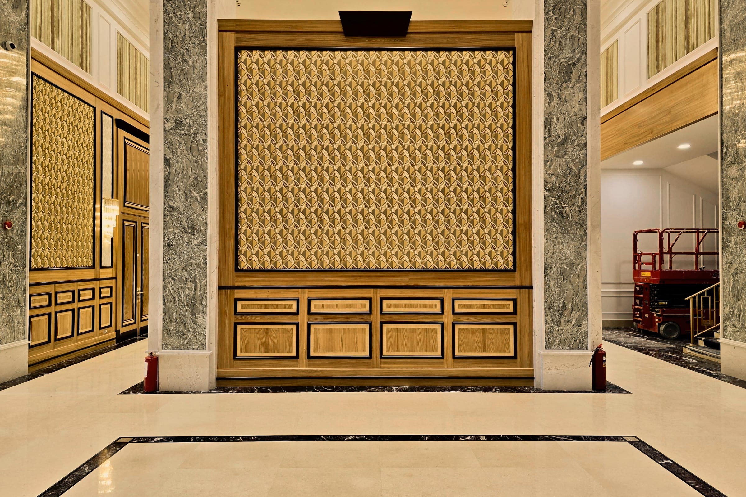 State Archive — gold grille wall — frontal