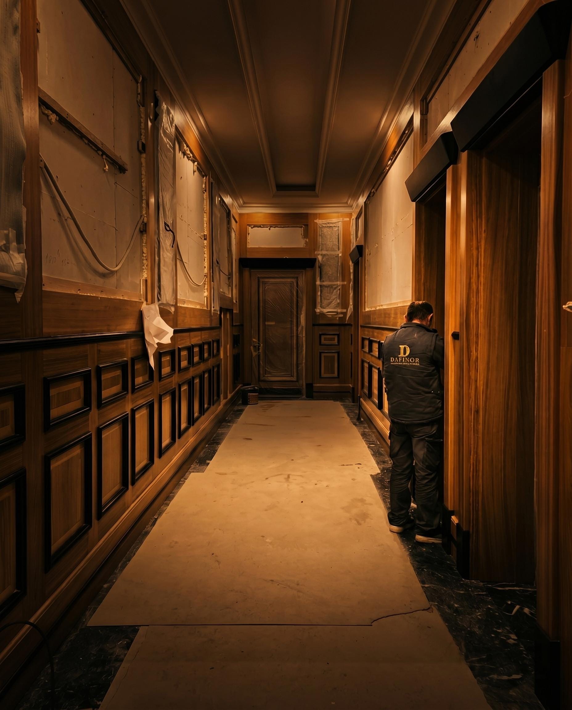State Archive — corridor — wood panelling, doors