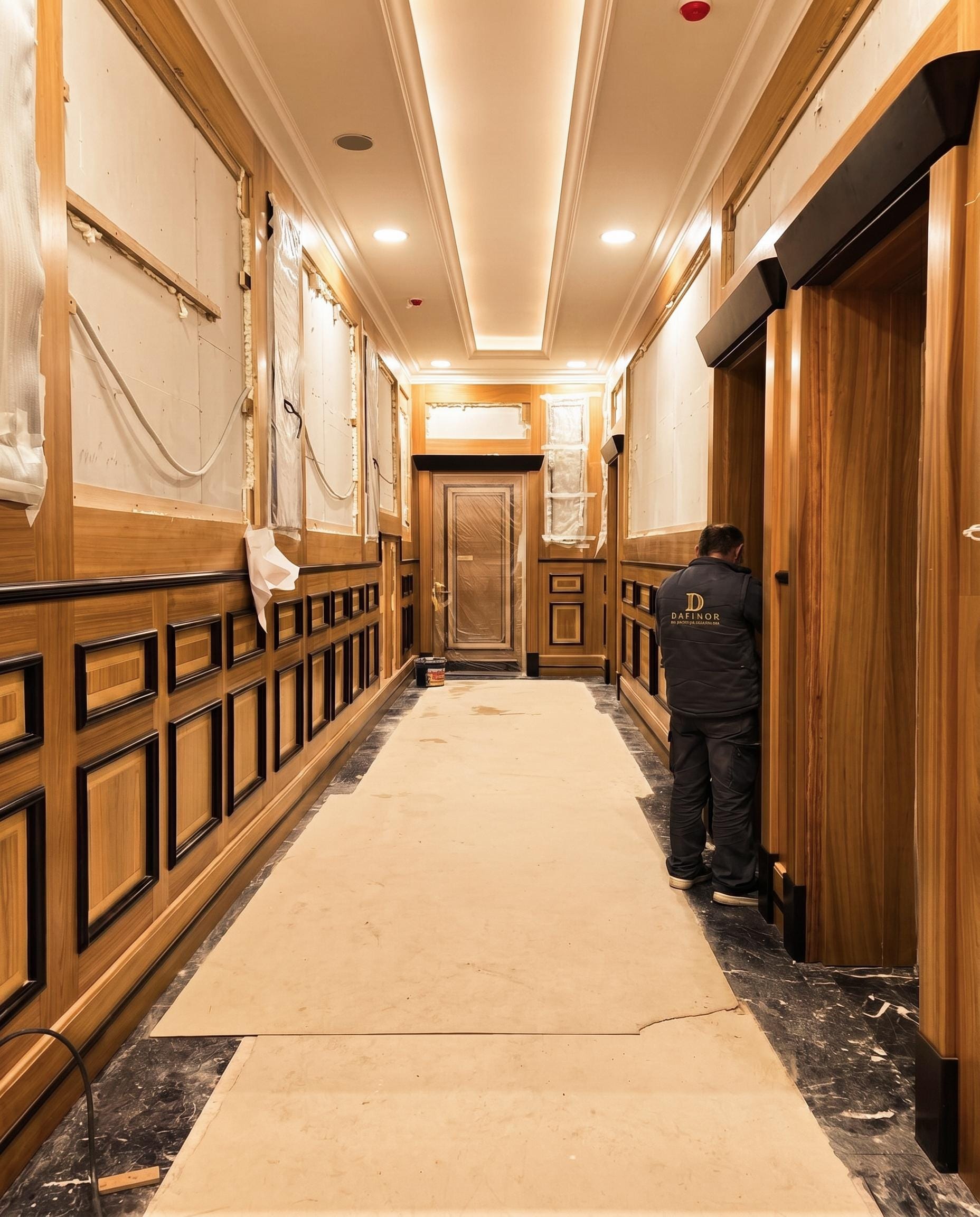 State Archive — corridor — wood and marble, wide