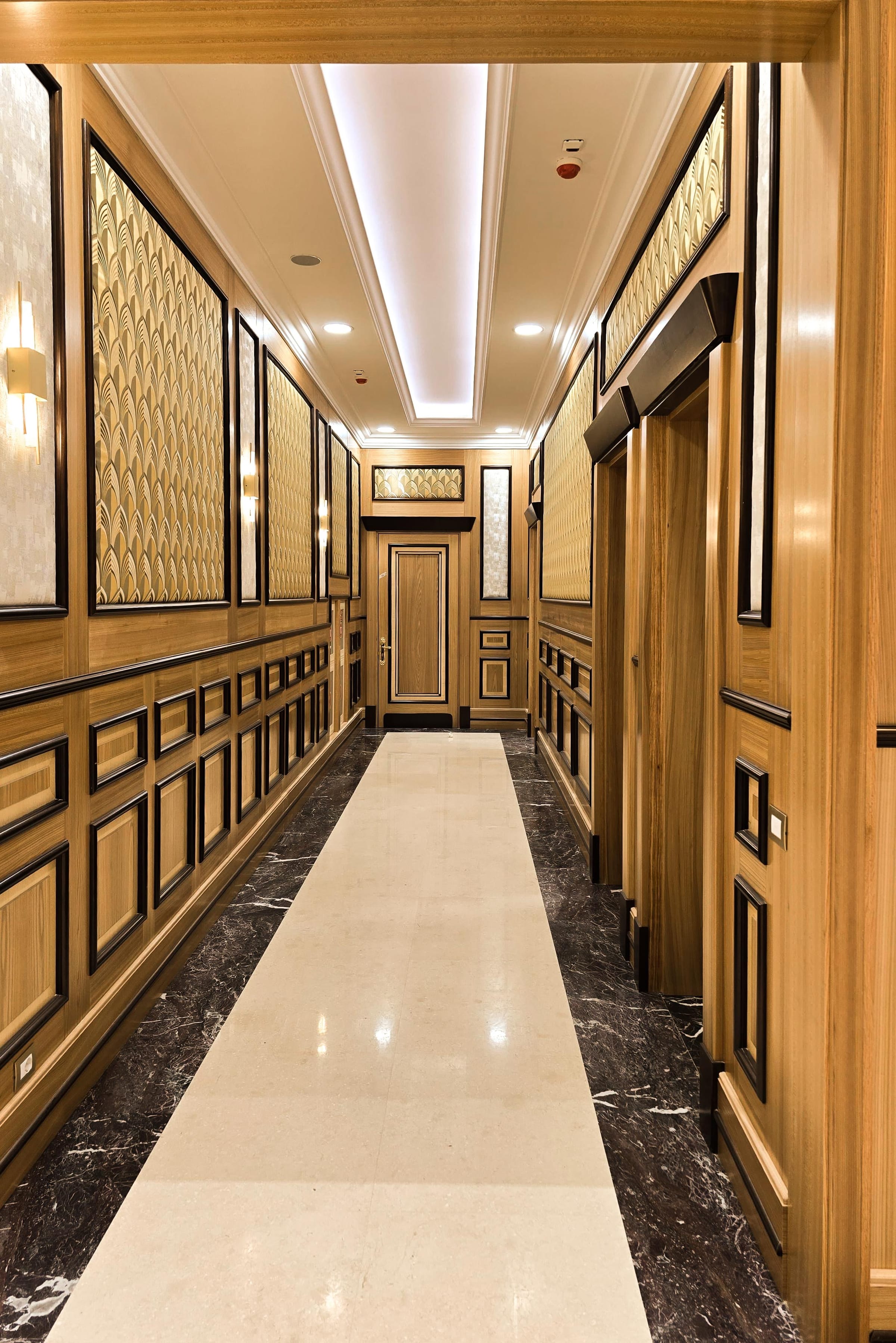 State Archive — corridor — gold panelling, lit cove