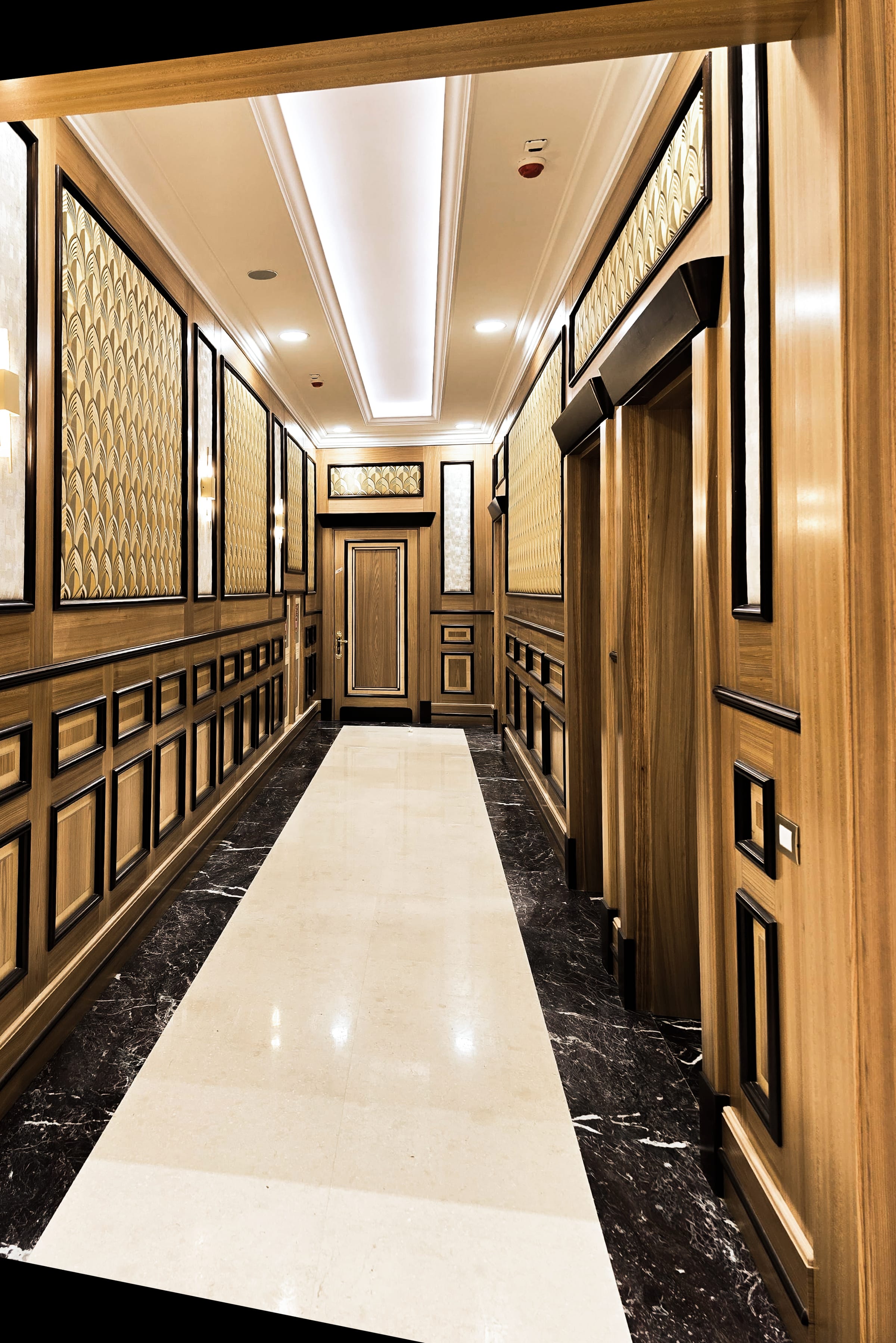 State Archive — corridor — wood panelling, marble runner