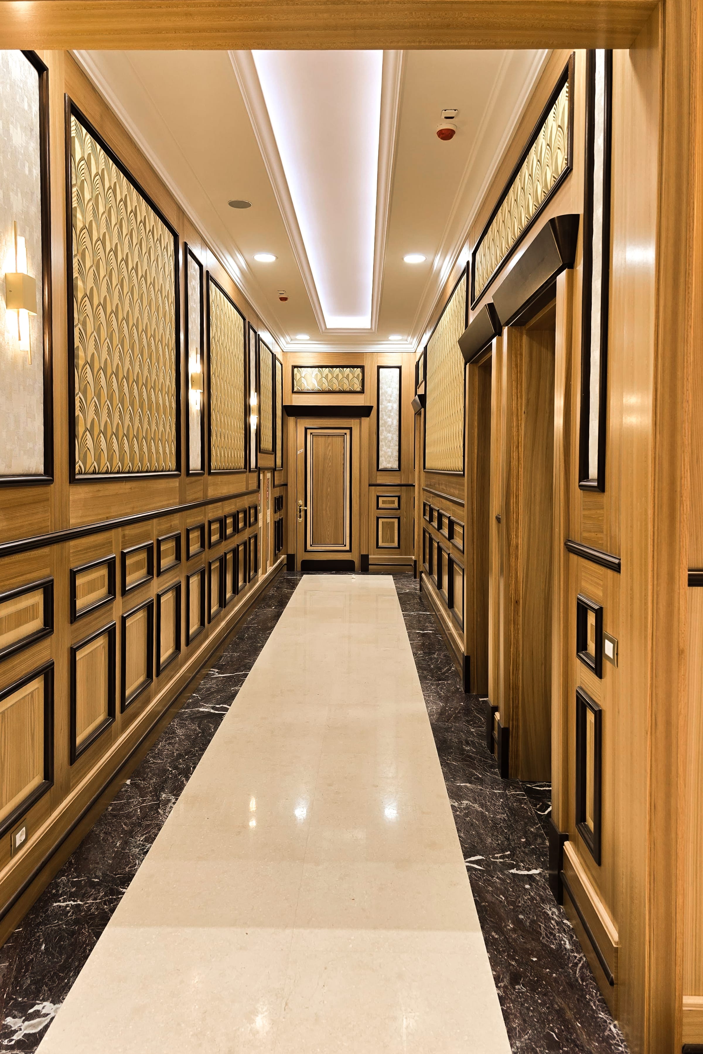 State Archive — corridor — gold panelling, stone floor