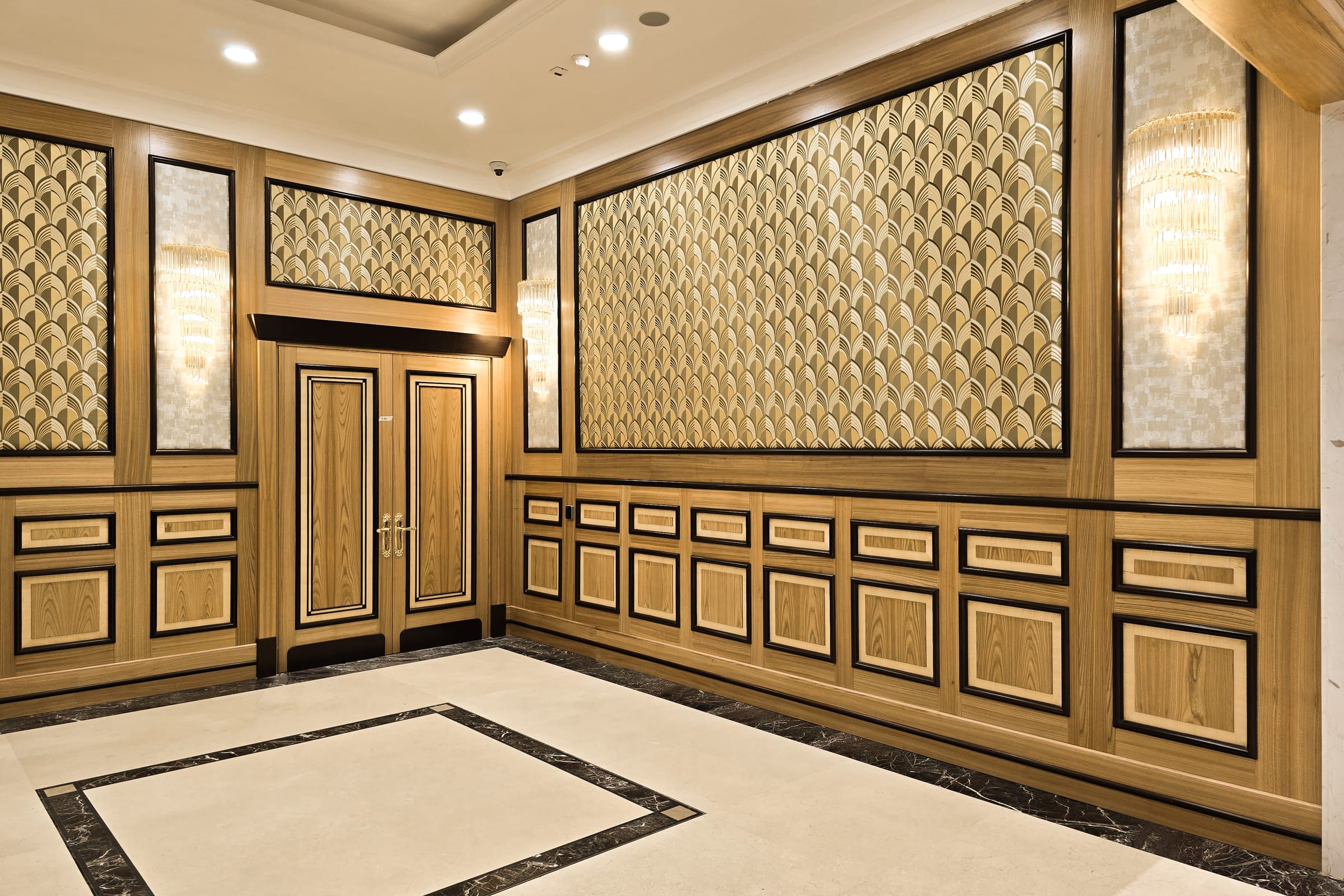 State Archive — gold panel wall — three-quarter